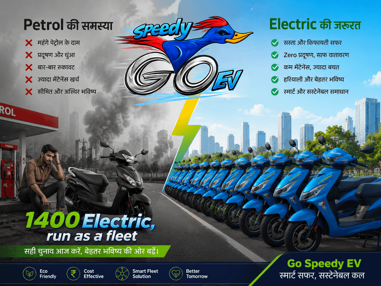 Every Go Speedy vehicle is electric and in daily commercial use.